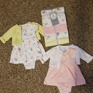 Carter's baby dresses and receiving blankets